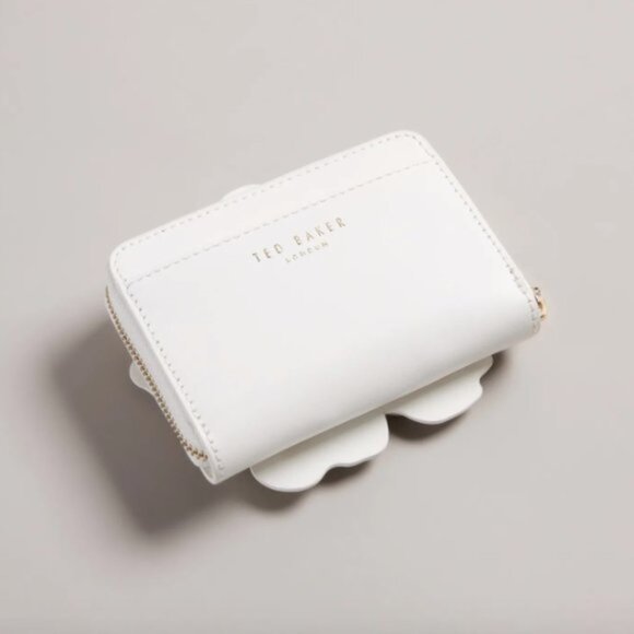 Ted Baker London Flower Laser Cut Out Zip Purse Small Leather Wallet Ivory - Picture 3 of 8